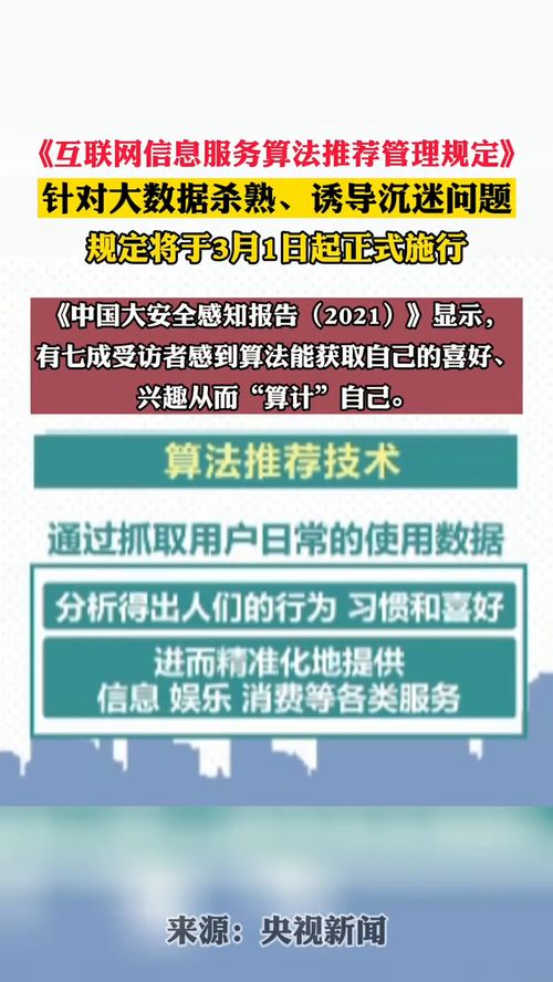 《互聯網信息服務算法推薦管理規定》將于3月1日正式實施，加強網絡信息治理